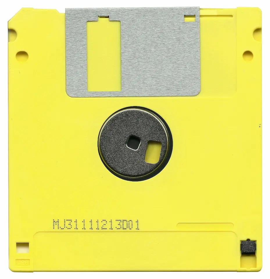 a yellow floppy disk